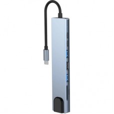 Концентратор Dynamode USB-C 8-in-1 HDMI 4K30Hz + 1xRJ45 + 1xUSB 3.0 + 1xUSB 2.0 + 1xUSB-C PD (BYL-2017L) - Фото
