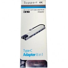 Концентратор Dynamode USB-C 8-in-1 HDMI 4K30Hz + 1xRJ45 + 1xUSB 3.0 + 1xUSB 2.0 + 1xUSB-C PD (BYL-2017L) - Фото