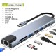 Концентратор Dynamode USB-C 8-in-1 HDMI 4K30Hz + 1xRJ45 + 1xUSB 3.0 + 1xUSB 2.0 + 1xUSB-C PD (BYL-2017L)
