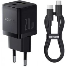 Зарядний пристрій Baseus 1xUSB-C PD20W + 1xUSB + cable USB-C to USB-C white (P10111608113-01) - Фото