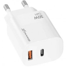 Зарядний пристрій Grand-X GaN 1xUSB-C + 1xUSB QC 3.0 36 W white (CH-360W) - Фото
