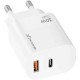 Зарядний пристрій Grand-X GaN 1xUSB-C + 1xUSB QC 3.0 36 W white (CH-360W)