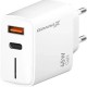 Зарядний пристрій Grand-X GaN 1xUSB-C + 1xUSB QC 3.0 45 W white (CH-460W)