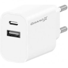 Зарядное устройство Grand-X 1xUSB-C + 1xUSB 10.5W OCP white (CH-21W)