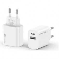 Зарядний пристрій Grand-X 1xUSB-C + 1xUSB 10.5 W OCP white (CH-21W) - Фото