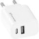 Зарядное устройство Grand-X 1xUSB-C + 1xUSB 10.5W OCP white (CH-21W)