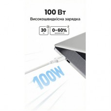 Дата кабель USB-C to USB-C 2.0m PD100W 5A braided L502 white Ugreen (35221) - Фото