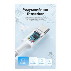Дата кабель USB-C to USB-C 2.0m PD100W 5A braided L502 white Ugreen (35221) - Фото