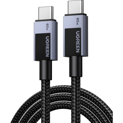 Дата кабель USB-C to USB-C 0.5m PD60W 3A braided L524 gray Ugreen (55764)