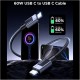 Дата кабель USB-C to USB-C 0.5m PD60W 3A braided L524 gray Ugreen (55764)