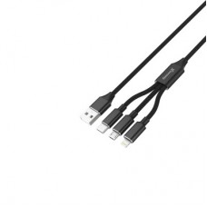 Дата кабель USB 2.0 AM to Lightning + Micro 5P + USB-C 1.0m 2.4-3A black Grand-X (PX-31B) - Фото