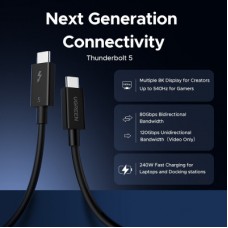 Дата кабель USB-C to USB-C 1.0m Thunderbolt 5 240 W 5 A 120Gbps 16/8/4K L703 black Ugreen (45996) - Фото