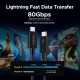 Дата кабель USB-C to USB-C 1.0m Thunderbolt 5 240 W 5 A 120Gbps 16/8/4K L703 black Ugreen (45996)