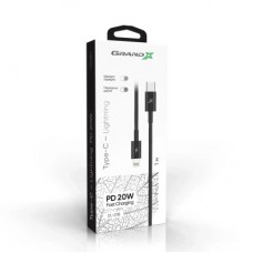 Дата кабель USB-C to Lightning 1.0m 60W black Grand-X (CL-08B) - Фото