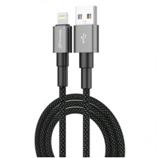 Дата кабель USB 2.0 AM to Lightning 1.0m 2.4A black Grand-X (PL-08B) - Фото
