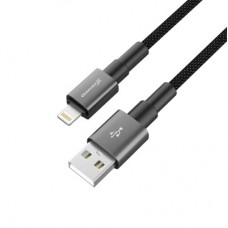 Дата кабель USB 2.0 AM to Lightning 1.0m 2.4A black Grand-X (PL-08B) - Фото