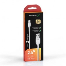 Дата кабель USB 2.0 AM to USB-C 2.0m 2.4A white Grand-X (PC-02W) - Фото