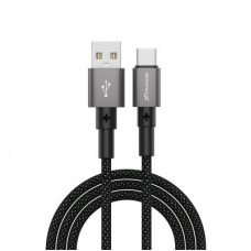 Дата кабель USB 2.0 AM to USB-C 1.0m 3A nylon black Grand-X (PC-08B) - Фото