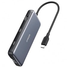 Концентратор USB-C 8-in-1 1xUSB-C PD100W + 1xHDMI + 2xUSB-A + 1xUSB-C 10Gbps + 1xRJ45 + SD black Anker (A83830A2) - Фото