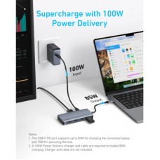 Концентратор USB-C 7-in-1 1xUSB-C PD100W + 2xHDMI + 4xUSB-A black Anker (A83740A2) - Фото