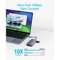 Концентратор USB-C 7-in-1 1xUSB-C PD100W + 2xHDMI + 4xUSB-A black Anker (A83740A2) - Фото