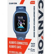 Смарт-часы Canyon ZEFIR KW-49 E-SIM 4G GPS Blue Дитячий смарт-годинник (CNE-KW49BL) - Фото