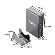Зарядное устройство XoKo 2xUSB-C PD3.1 140W + 2xUSB-C PD100W + 1xUSB-C PD65W + 3xUSB QC30W GaN (QC-600) - Фото