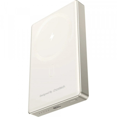 Батарея універсальна Choetech Magnetic Wireless 10000 mAh 20W, PD, Qi-15W, USB-C In/Out Ultra-thin, Beige (B739-CCWH)