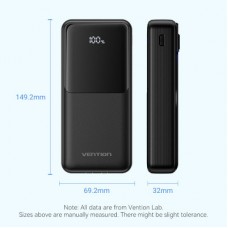 Батарея универсальная Vention 20000 mAh 22.5W with Built-in USB-C and Lightning Cables (FHPB0) - Фото