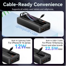 Батарея универсальная Vention 20000 mAh 22.5W with Built-in USB-C and Lightning Cables (FHPB0) - Фото