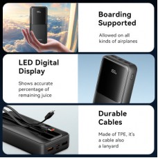 Батарея универсальная Vention 20000 mAh 22.5W with Built-in USB-C and Lightning Cables (FHPB0) - Фото