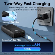 Батарея универсальная Vention 20000 mAh 22.5W with Built-in USB-C and Lightning Cables (FHPB0) - Фото