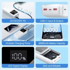 Батарея універсальна Vention 30000 mAh 22.5W Black LED Display Type (FHMB0) - Фото