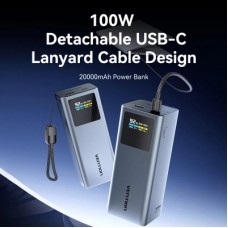 Батарея універсальна Vention 20000 mAh 100 W Gray TFT Display Type (FKCH0) - Фото