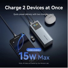 Батарея універсальна Vention 20000 mAh 100 W Gray TFT Display Type (FKCH0) - Фото