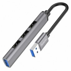 Концентратор HOCO USB to USB 3.0 + 3xUSB 2.0 metal gray (6931474765468) - Фото