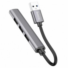 Концентратор HOCO USB to USB 3.0 + 3xUSB 2.0 metal gray (6931474765468) - Фото