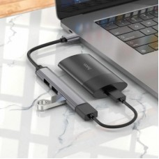 Концентратор HOCO USB to USB 3.0 + 3xUSB 2.0 metal gray (6931474765468) - Фото