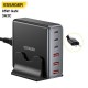 Зарядний пристрій Essager 3xUSB-C + 3xUSB-A 85W GaN black (EZC85W-SXB0G-Z)