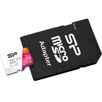 Картка пам'яті Silicon Power 32 GB microSD class10 UHS-I A1 V10 Elite COLOR (SP032GBSTHBV1V20SP)