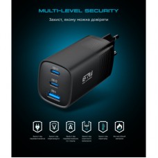 Зарядное устройство Armorstandart 2xUSB-C + 1xUSB 67W GaN black (ARM88384) Зарядное устройство Armorstandart 2xUSB-C + 1xUSB 67W GaN black (ARM88384) - Фото