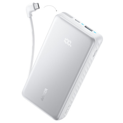 Батарея універсальна Anker 20000 mAh 22.5W Built-In USB-C Cable White (A110EH21)