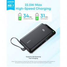 Батарея універсальна Anker 20000 mAh 22.5W Built-In USB-C Cable Black (A110EH11) - Фото