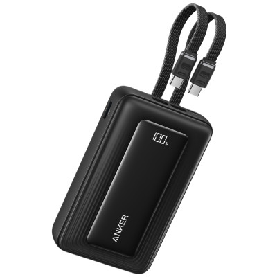 Батарея универсальная Anker 20000mAh 45W Built-In Dual USB-C Cables Black (A1681H12)