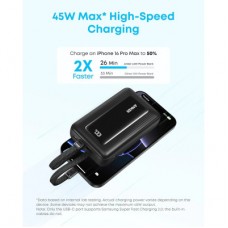 Батарея універсальна Anker 20000 mAh 45 W Built-In Dual USB-C Cables Black (A1681H12) - Фото