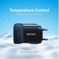Зарядний пристрій Vention 1xUSB-C PD20W + cable USB-C to Lightning black (G17B0-EU) - Фото