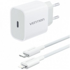 Зарядний пристрій Vention 1xUSB-C PD20W + cable USB-C to Lightning white (G17W0-EU) - Фото