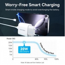 Зарядний пристрій Vention 1xUSB-C PD20W + cable USB-C to Lightning white (G17W0-EU) - Фото