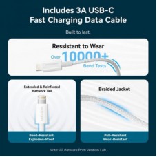 Зарядний пристрій Vention 1xUSB-C PD20W + cable USB-C to Lightning white (G17W0-EU) - Фото