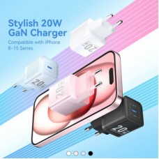 Зарядний пристрій Vention 1xUSB-C PD20W GaN + cable USB-C to USB-C white (TZ-FEPW0-EU-01) - Фото